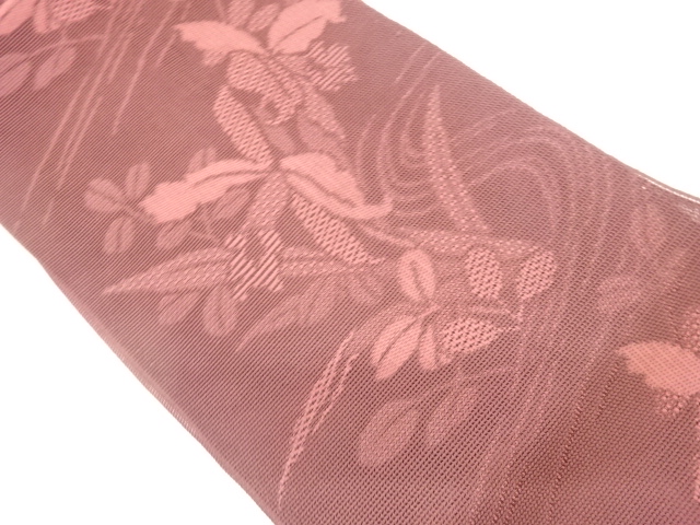 紗紬流水に萩模様織出し名古屋帯